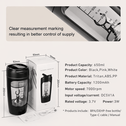 Shake Smart — Electric Protein Shaker Bottle for Smooth Blends Anytime